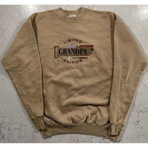 VTG 90s Grandpa M&C Sport Sweatshirt Mens Large Tan Embroidered Grandpacore Y2K